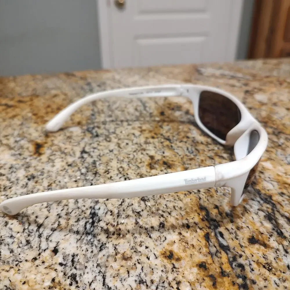 Timberland Sunglasses TB7117 White Blue Lens Sport Wrap Mens Outdoor UV 3-1.5